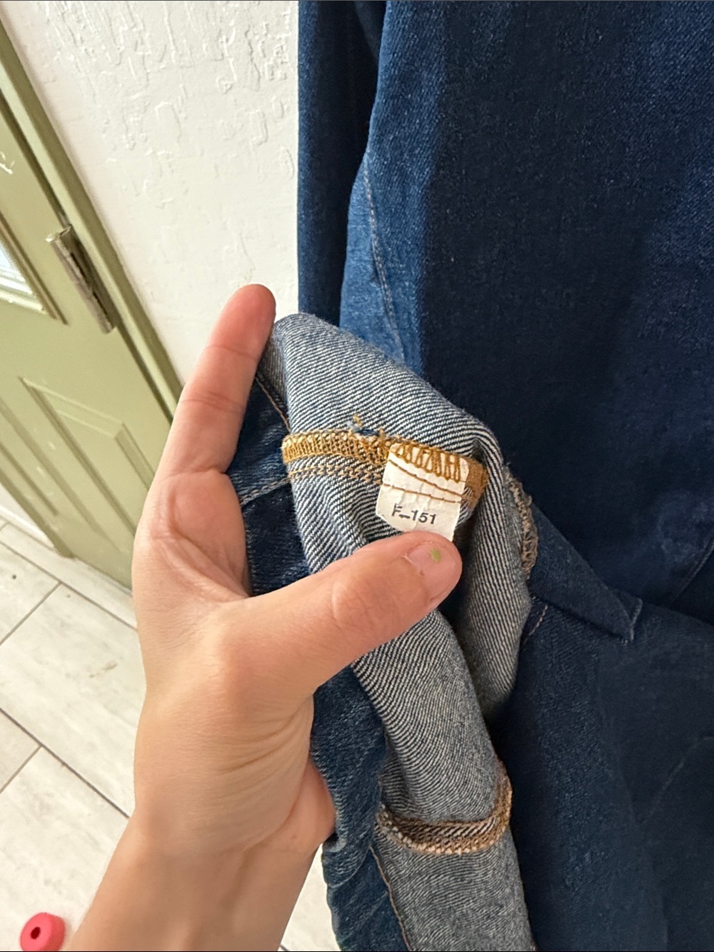S. Blues Denim Chore Jacket Blazer 3/4 Sleeve Pockets Roll Cuff - Picture 7 of 10
